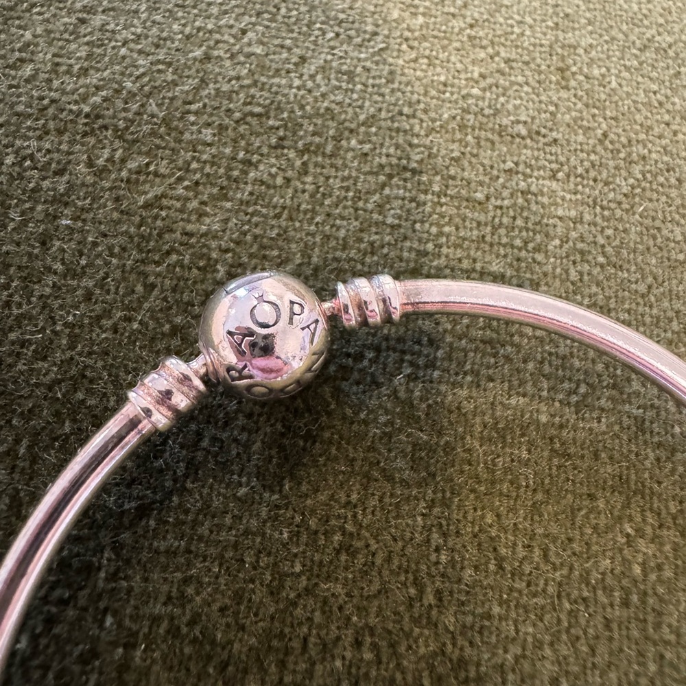 Pandora Silver Charm Bangle Bracelet Classic Design - Picture 3 of 4